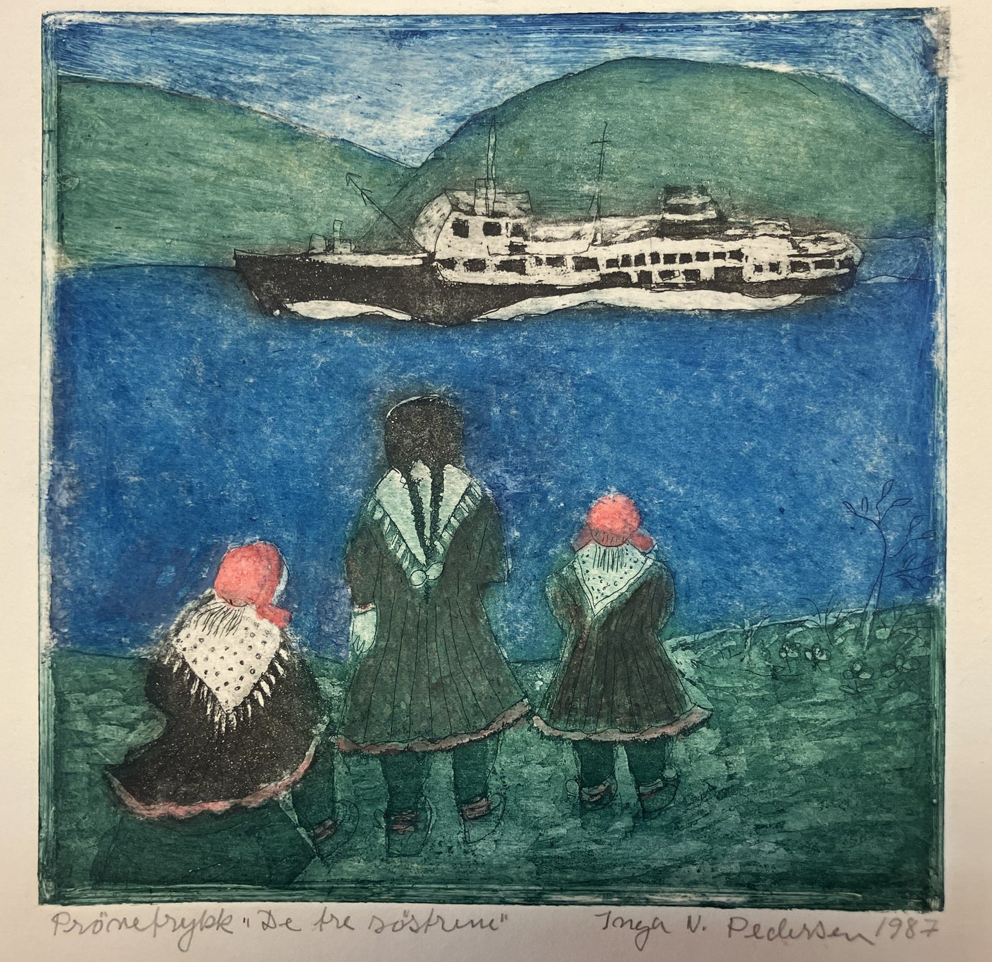 Inga Nordsletta Pedersen, De tre søsknene, 1987, grafikk