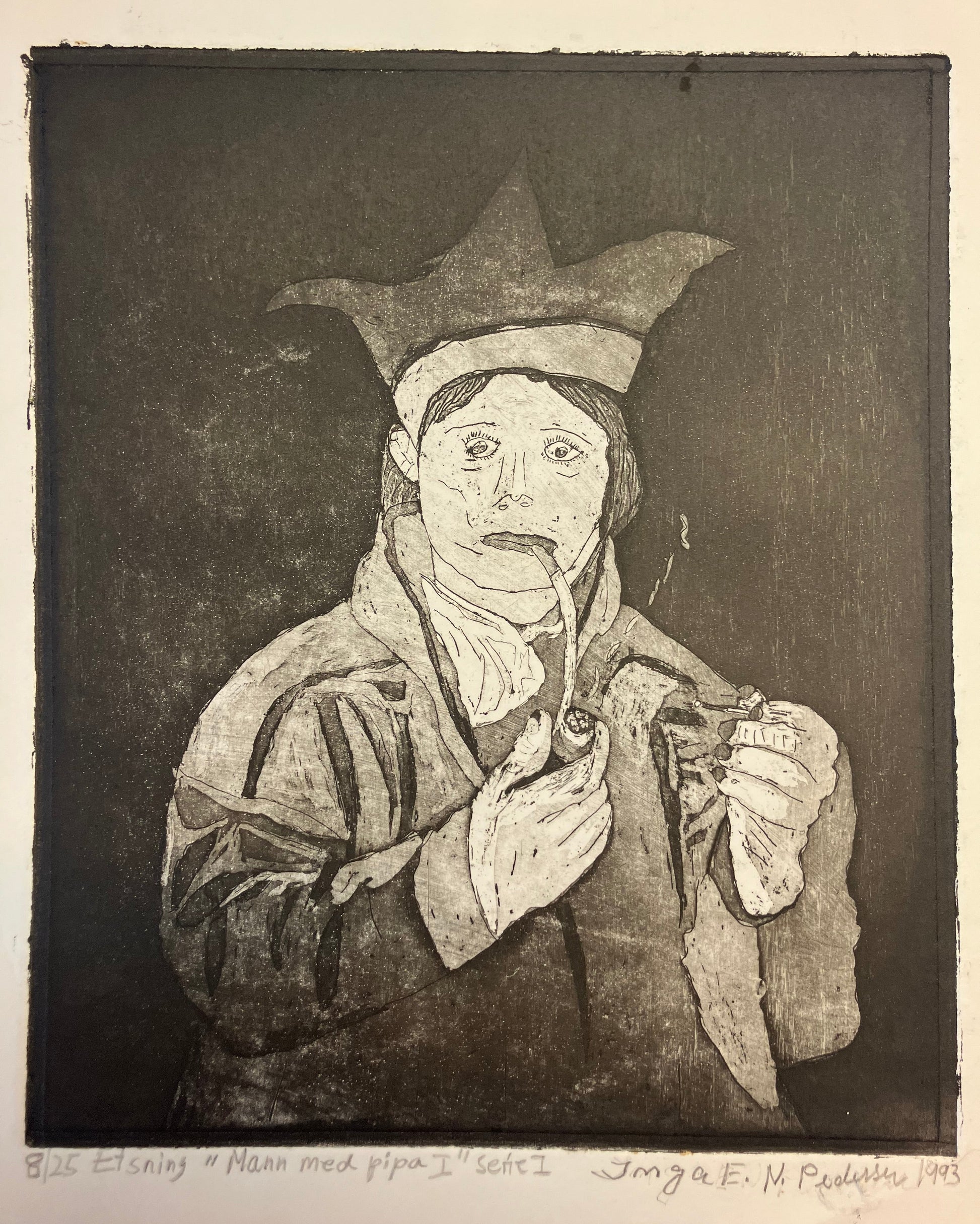 Inga Nordsletta Pedersen, Mann med pipe 1, 1993, grafikk