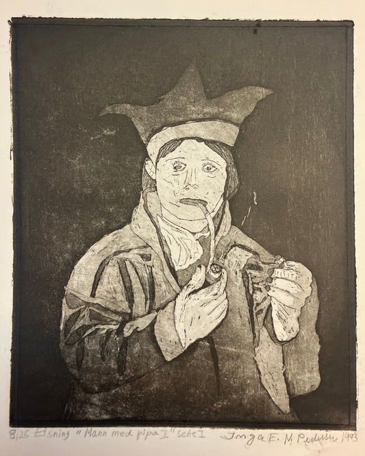 Inga Nordsletta Pedersen, Mann med pipe 1, 1993, grafikk