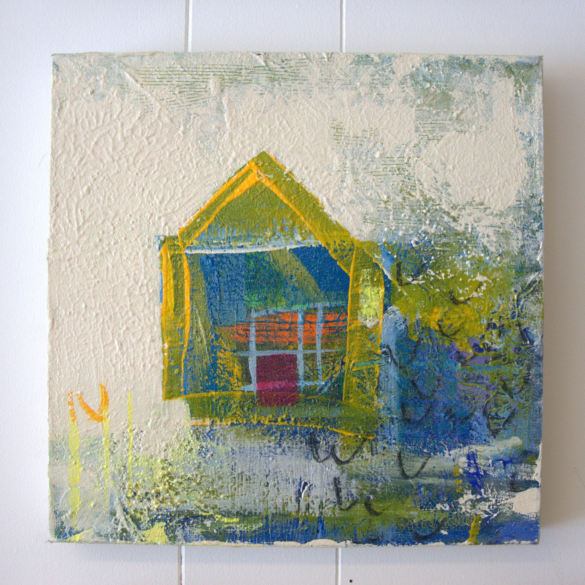 Inger Unstad, Hus for fest, Akrylmaleri